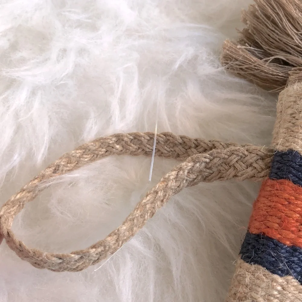 J Jill jute tassel striped wristlet bag